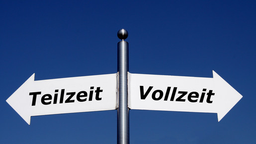 Teilzeit oder Vollzeit Pfeil, Richtung, Orientierung, Hinweis, Links, Rechts, Schild, S