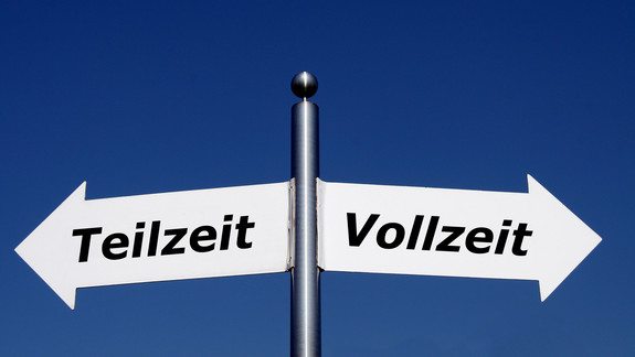 Teilzeit oder Vollzeit Pfeil, Richtung, Orientierung, Hinweis, Links, Rechts, Schild, S